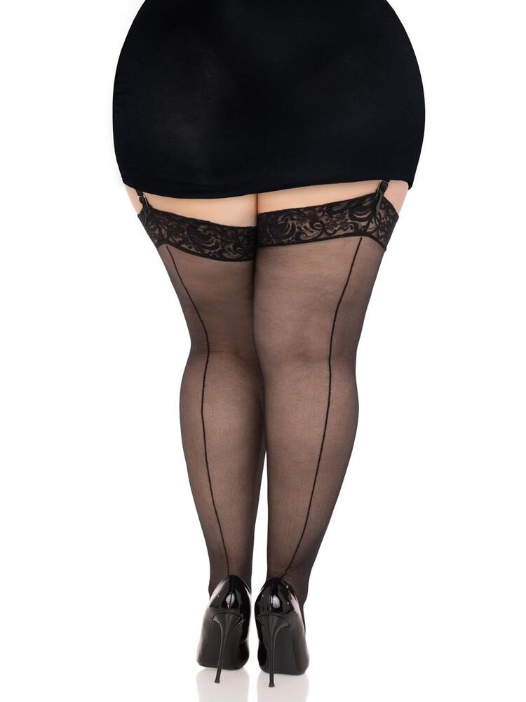 Calze Sexy Backseam Plus Size Nero thumbnail 3