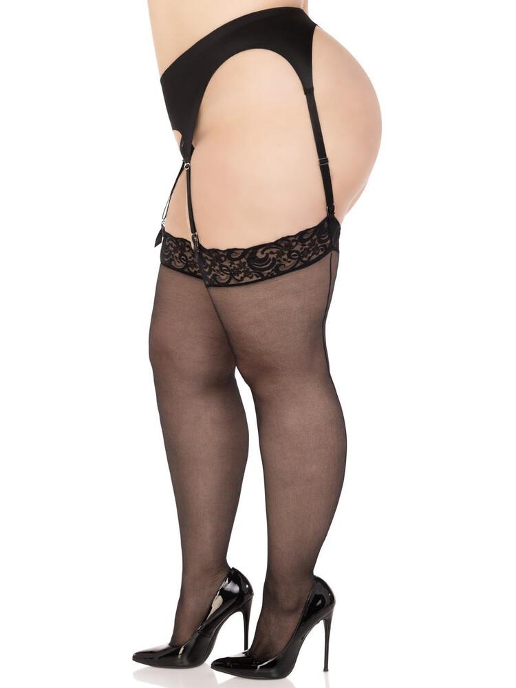 Calze Sexy Backseam Plus Size Nero thumbnail 2