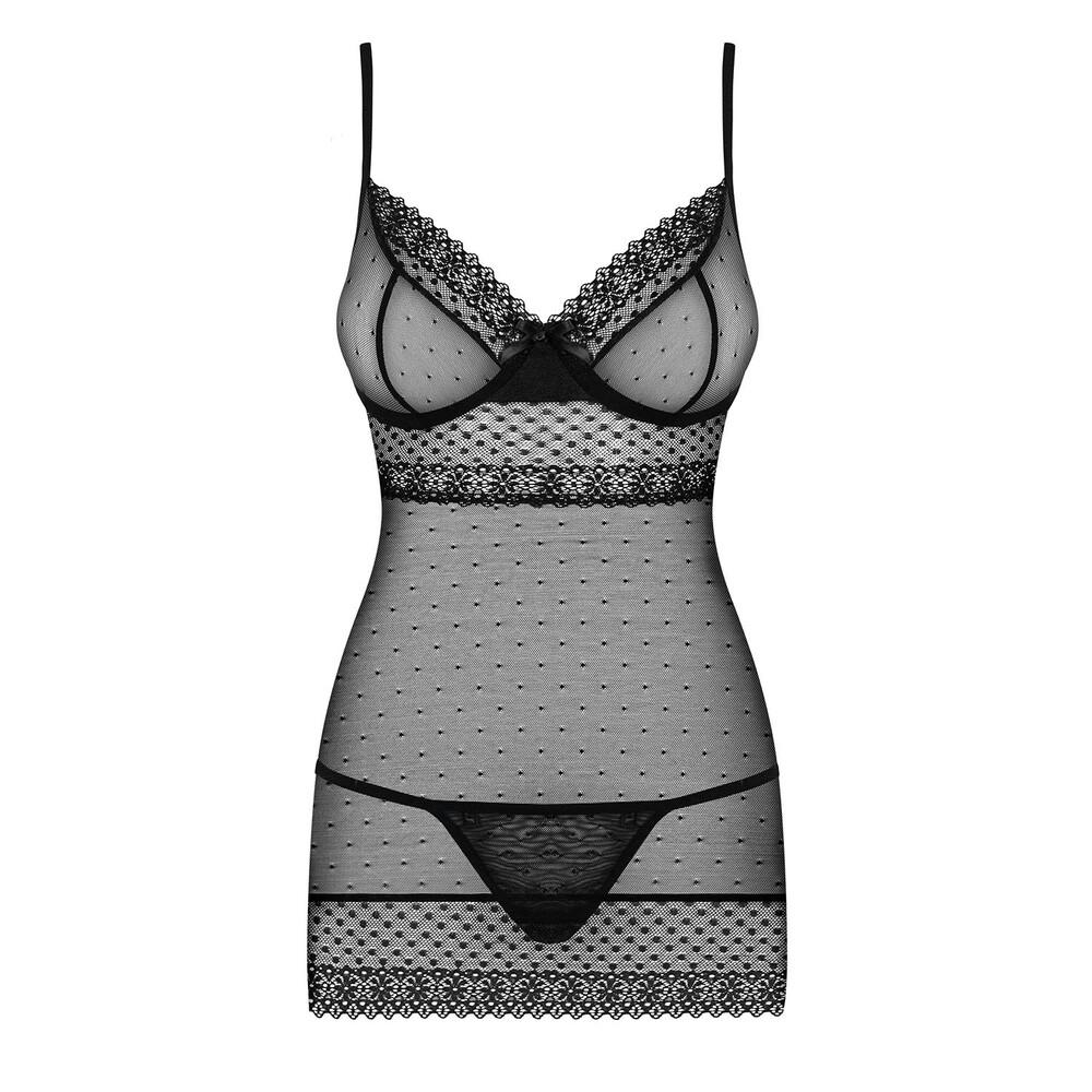 Baby Doll e Perizoma Sexy Elegance Nero thumbnail 3