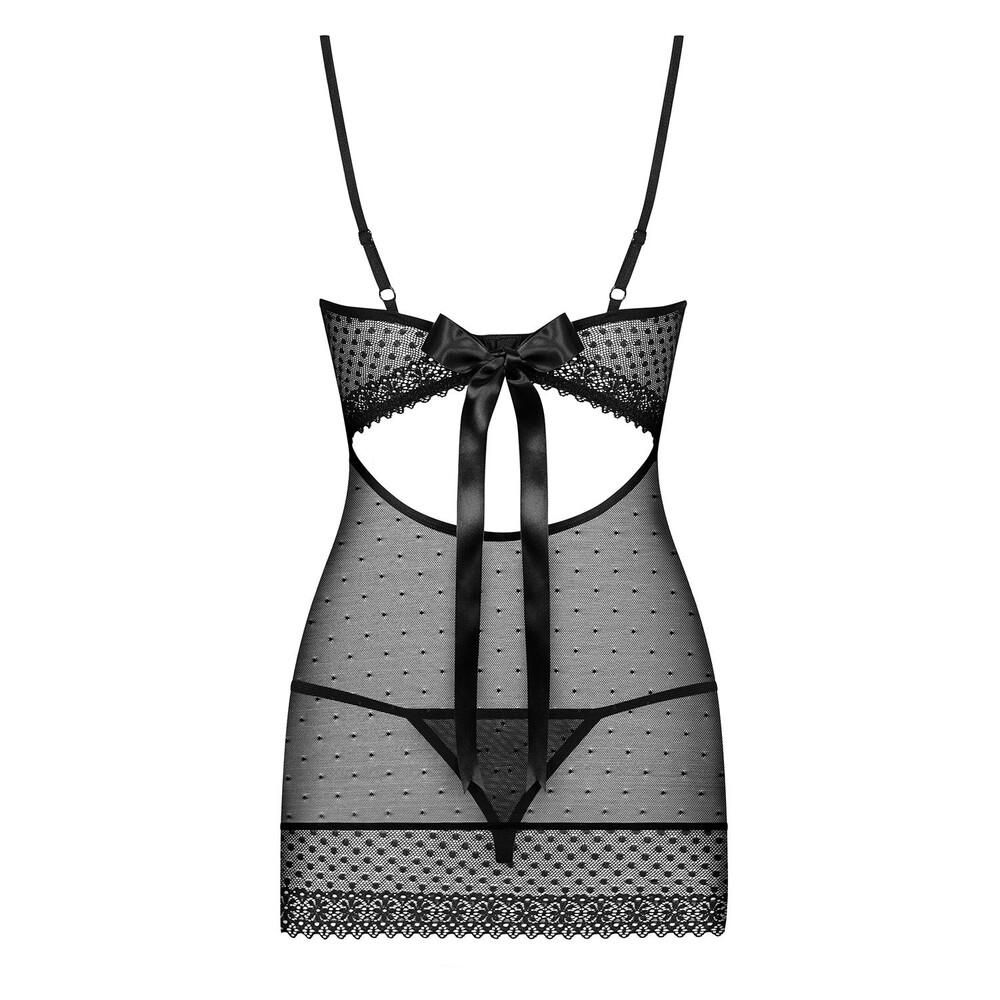 Baby Doll e Perizoma Sexy Elegance Nero thumbnail 4