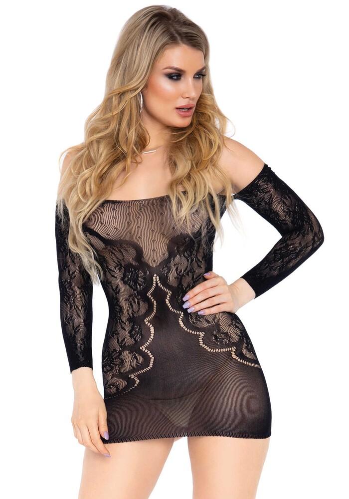 Off the Shoulder Nero Mini Abito Sexy thumbnail 4
