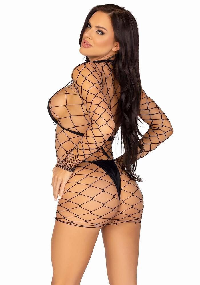 Abito Sexy Fence Net Mini Dress Nero thumbnail 2