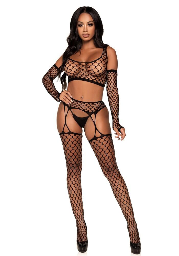 Completino Sexy Crop Top and Gloves Nero thumbnail 2