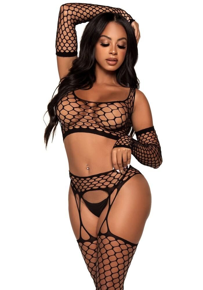 Completino Sexy Crop Top and Gloves Nero thumbnail 4