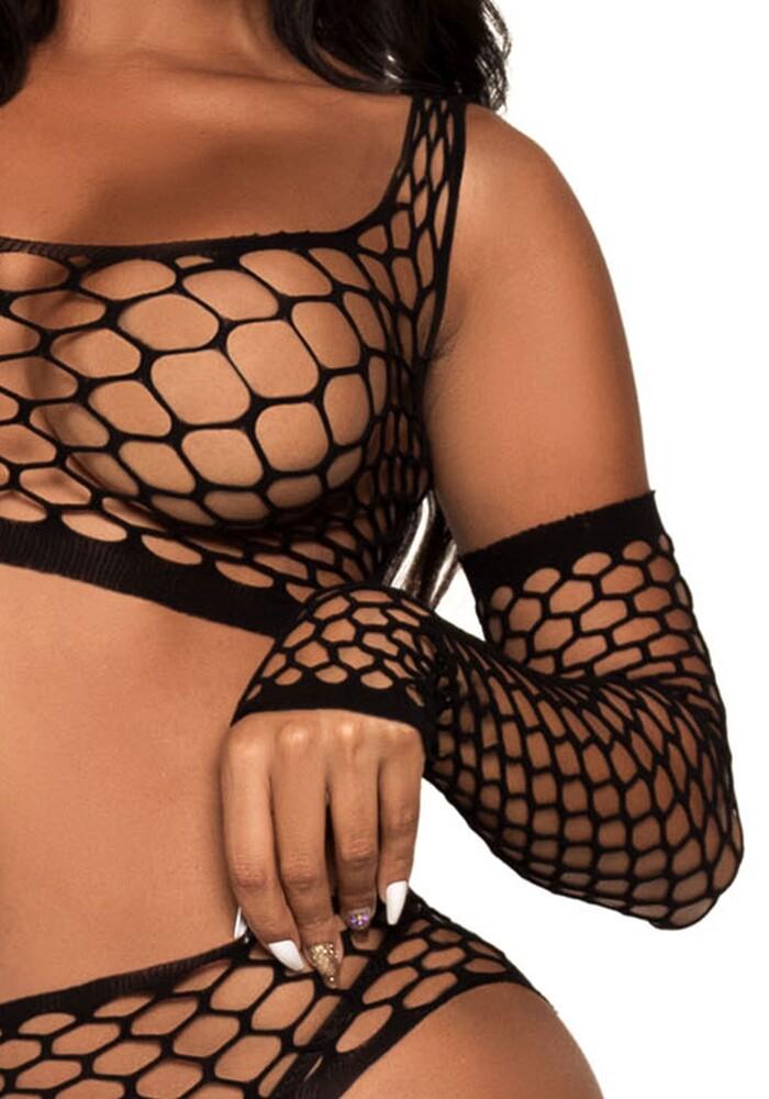 Completino Sexy Crop Top and Gloves Nero thumbnail 6