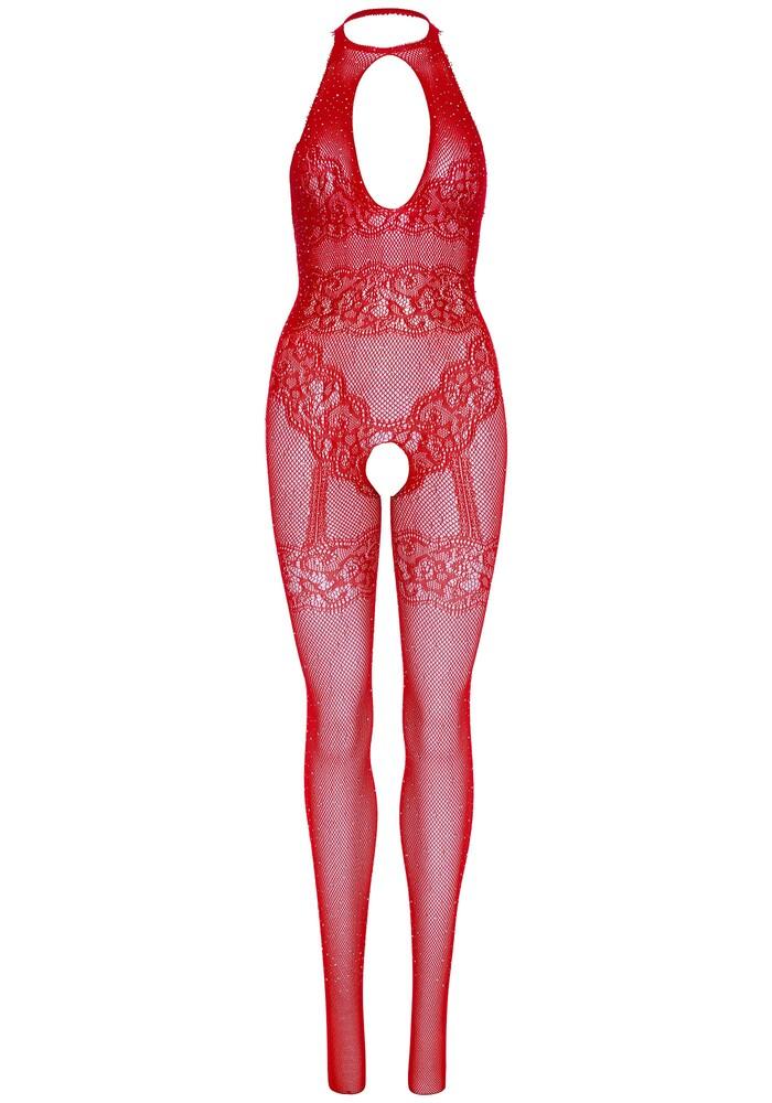 Tuta Sexy Seamless Fishnet Rosso thumbnail 6