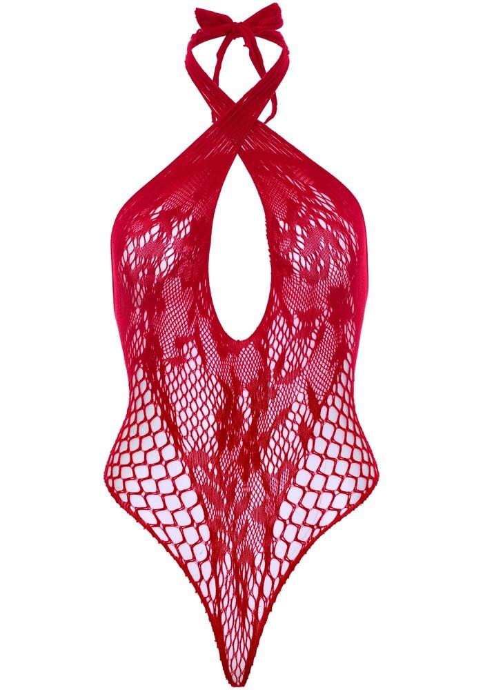 Body Sexy Lace and Net Halter Rosso thumbnail 6