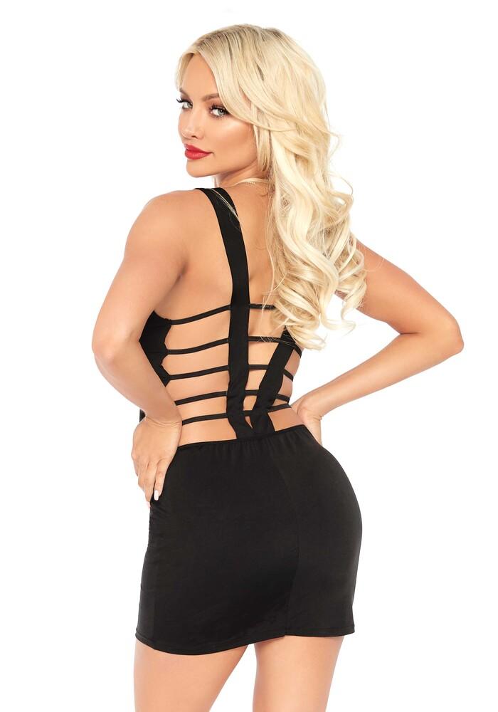 Mini Abito Sexy Deep-V Nero thumbnail 2