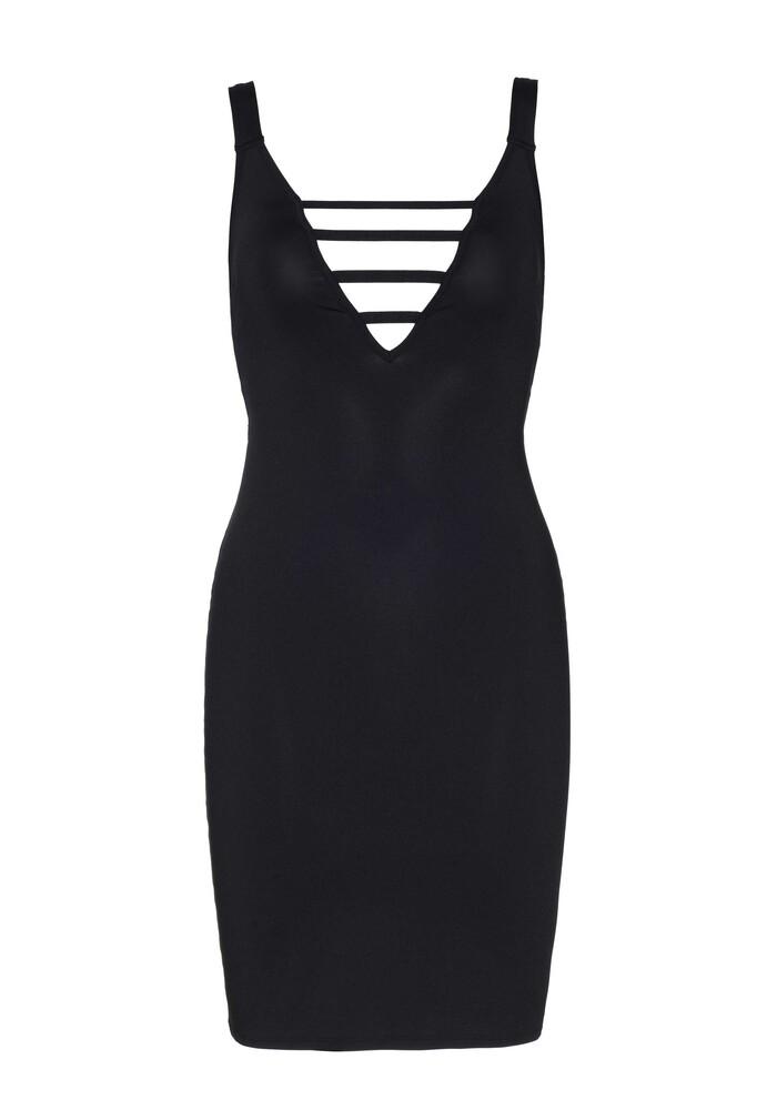 Mini Abito Sexy Deep-V Nero thumbnail 3